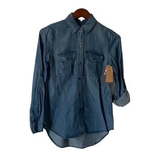 Cremieux Size XS Jade Chambray Women’s Long Sleeves Blouse Denim Jeans